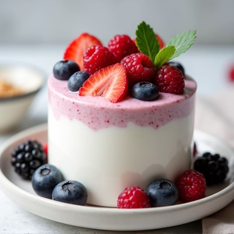 Greek Yogurt Protein Mousse with Mixed Berries