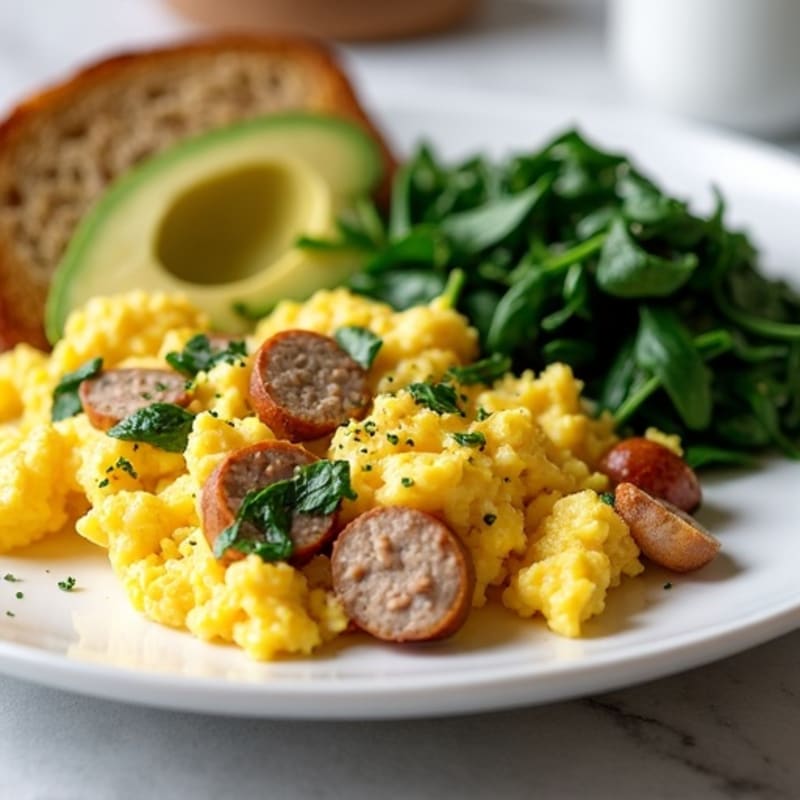 Egg White Scramble with Spinach and Turkey Sausage
