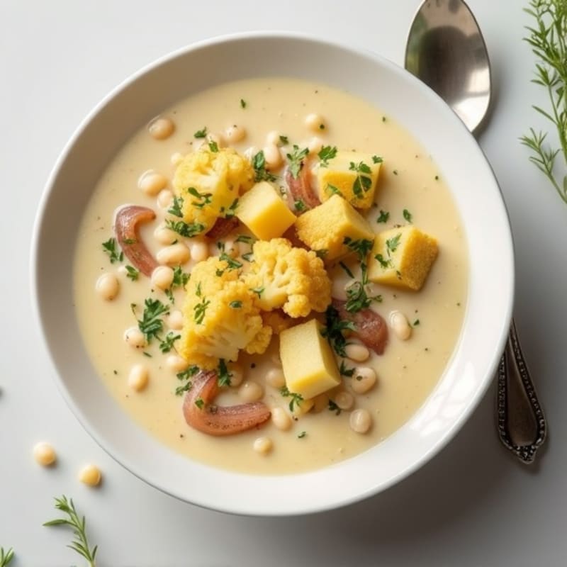 Creamy Roasted Garlic Cauliflower Potato Soup