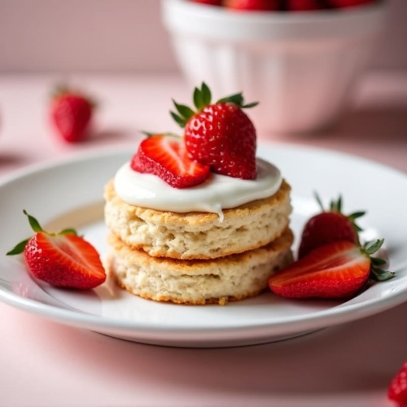 Strawberry Protein Biscuits with Creamy Vanilla Yogurt