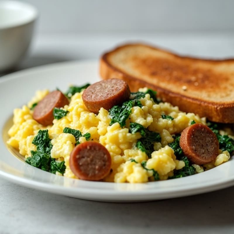 Egg White Scramble with Spinach and Turkey Sausage