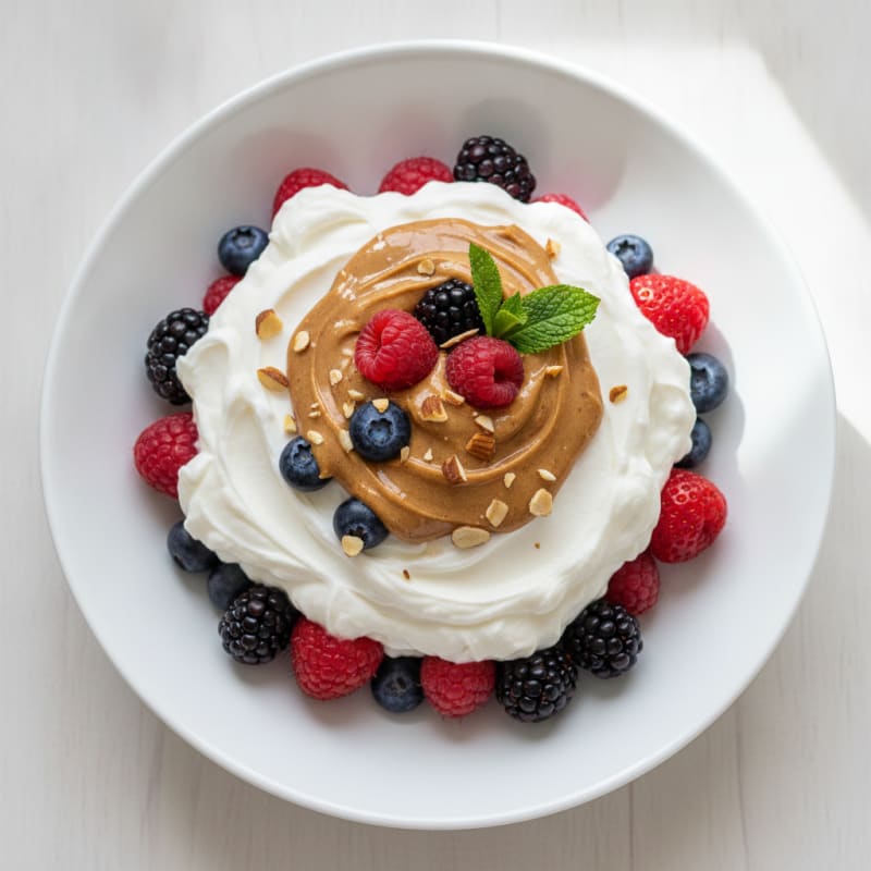 Creamy Greek Yogurt Protein Parfait with Mixed Berries and Almond Butter