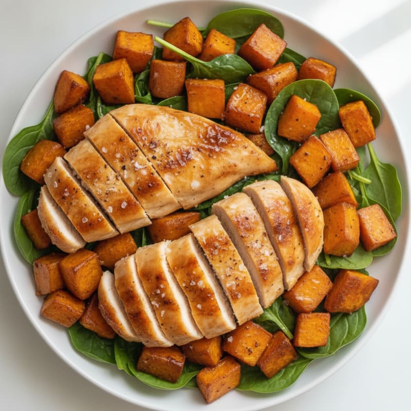 Roasted Sweet Potato and Chicken with Honey Glaze