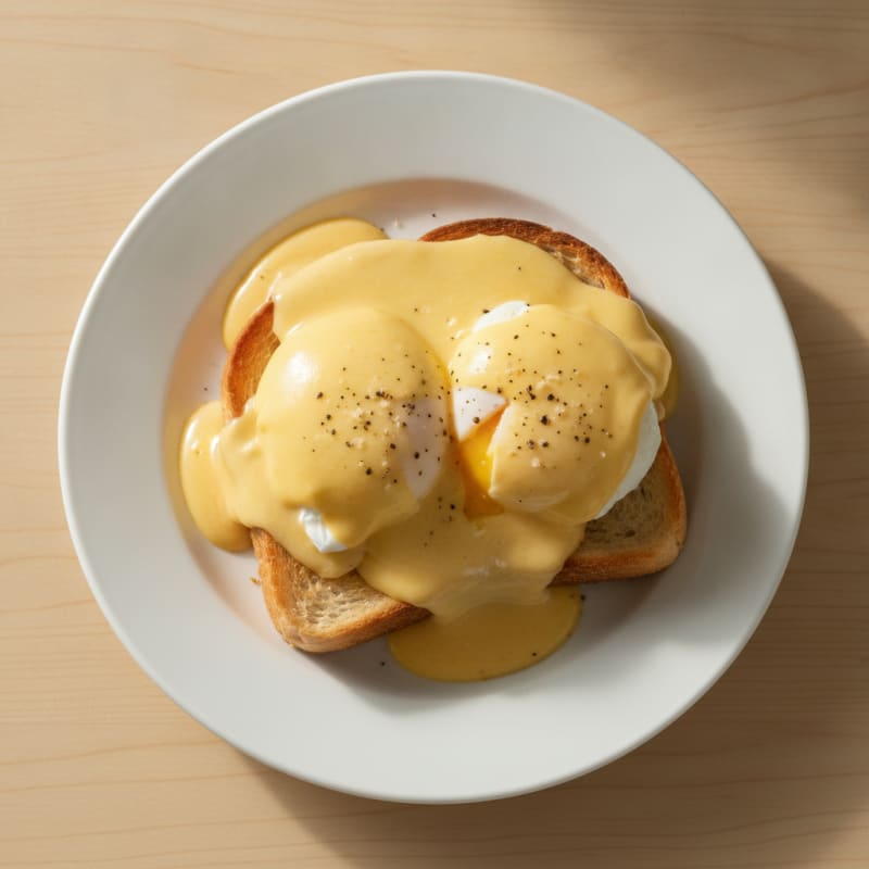 Poached Eggs with Yogurt-Cheese Sauce on White Bread