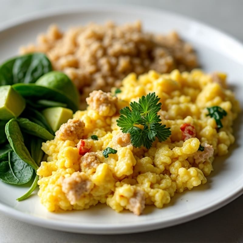 Egg White Scramble with Lean Turkey and Spinach
