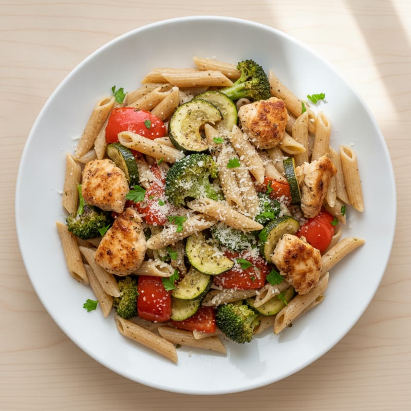 Garlic Herb Pasta with Roasted Vegetables