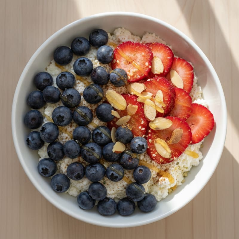 Cottage Cheese and Berry Protein Bowl with Almonds