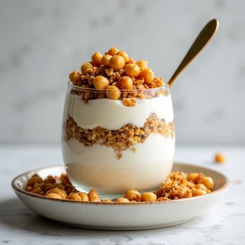 Crunchy Granola Yogurt Parfait with Chickpea Protein