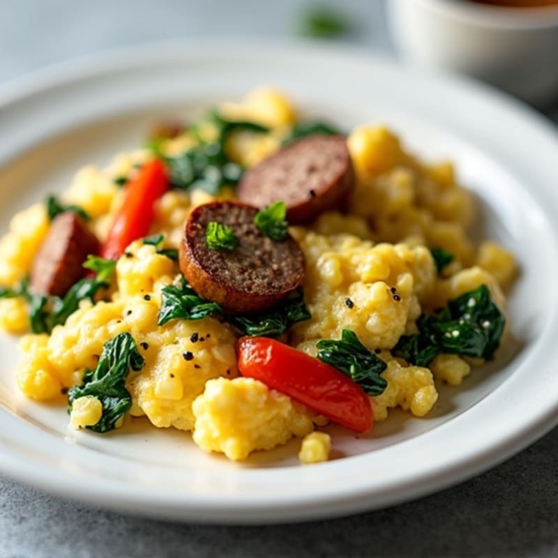 Egg White and Turkey Sausage Scramble with Spinach