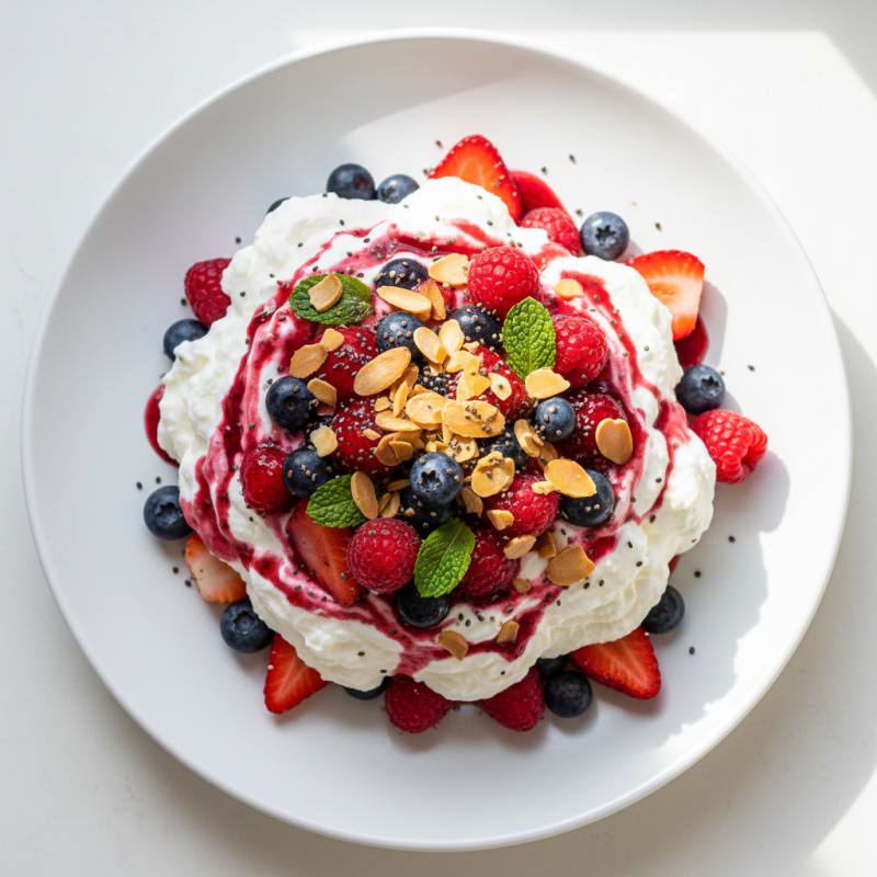 Silky Greek Yogurt Protein Mousse with Mixed Berries