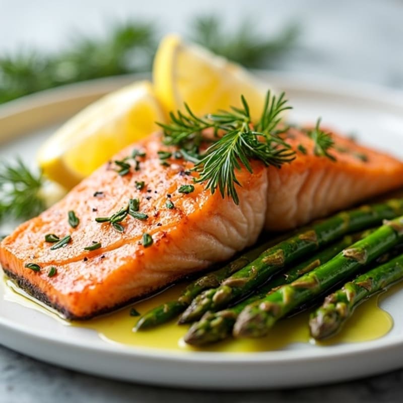 Lemon Herb Grilled Salmon with Roasted Asparagus