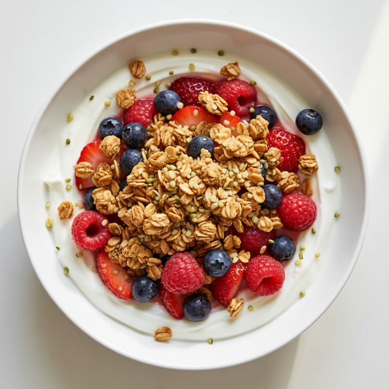 Creamy Greek Yogurt Bowl with Mixed Berries and Protein Granola