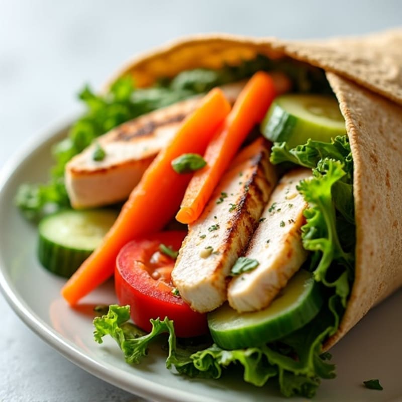 Fresh Grilled Chicken and Crisp Veggie Whole Wheat Wrap