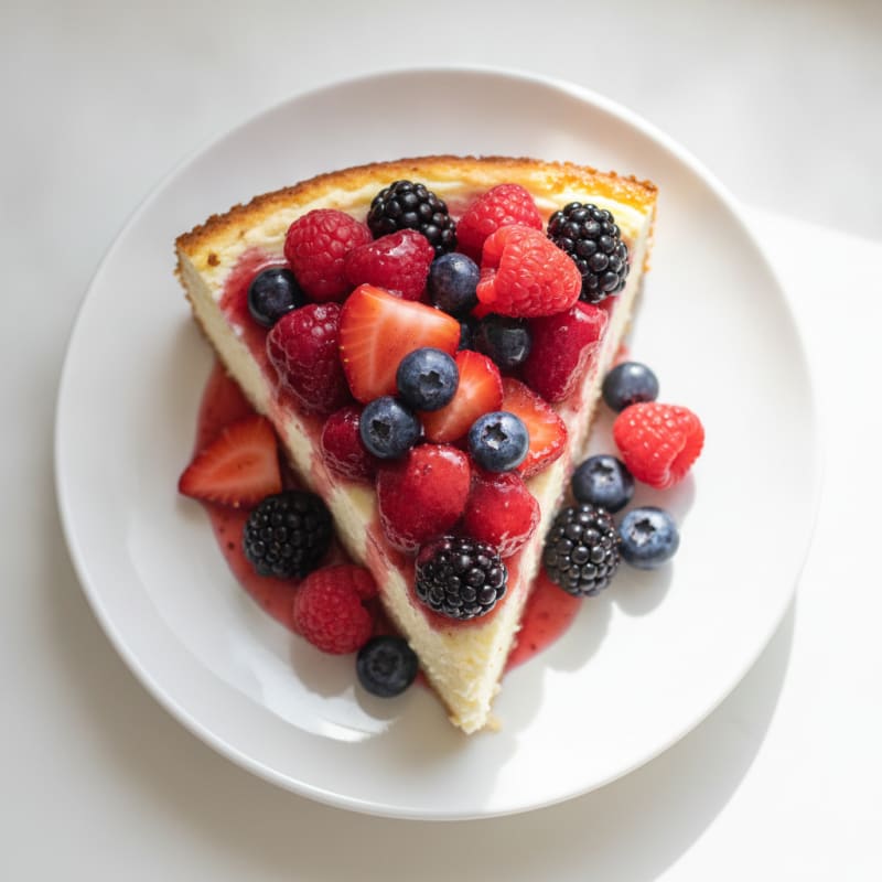 Silky Greek Yogurt Protein Cheesecake with Mixed Berries