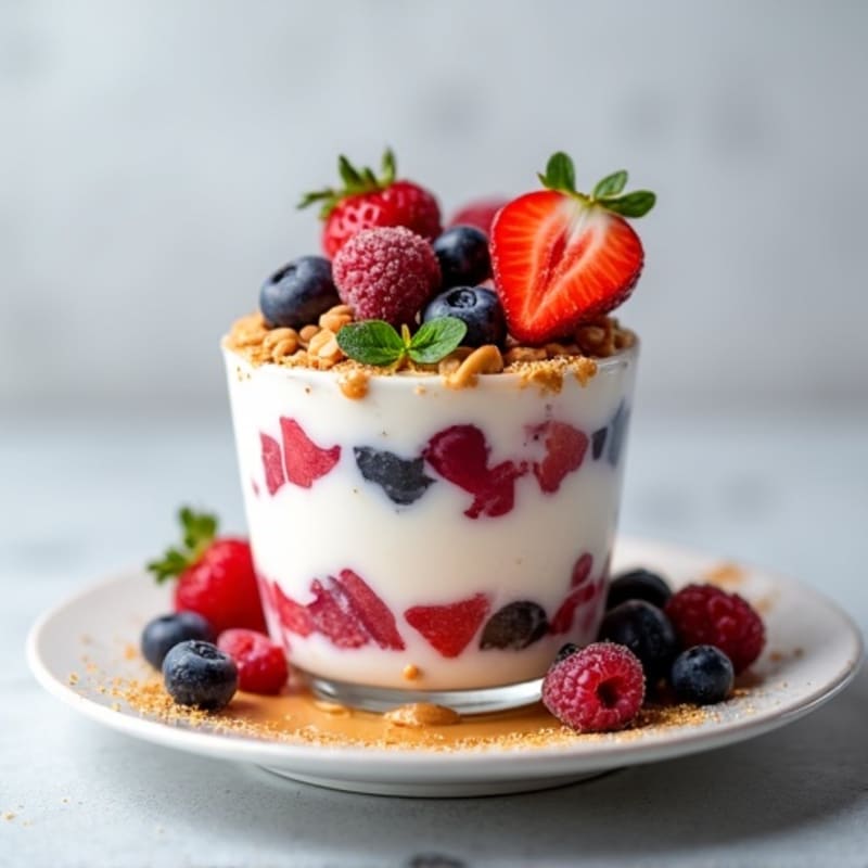 Greek Yogurt Protein Parfait with Mixed Berries and Almond Butter