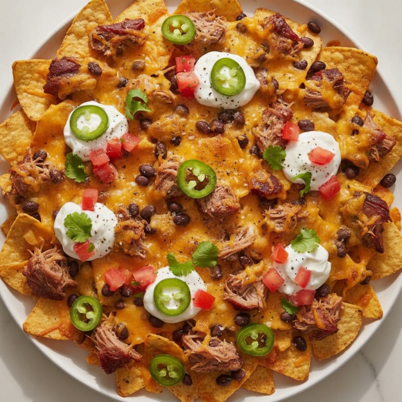 Smoked Pulled Pork Nachos with Jalapeños