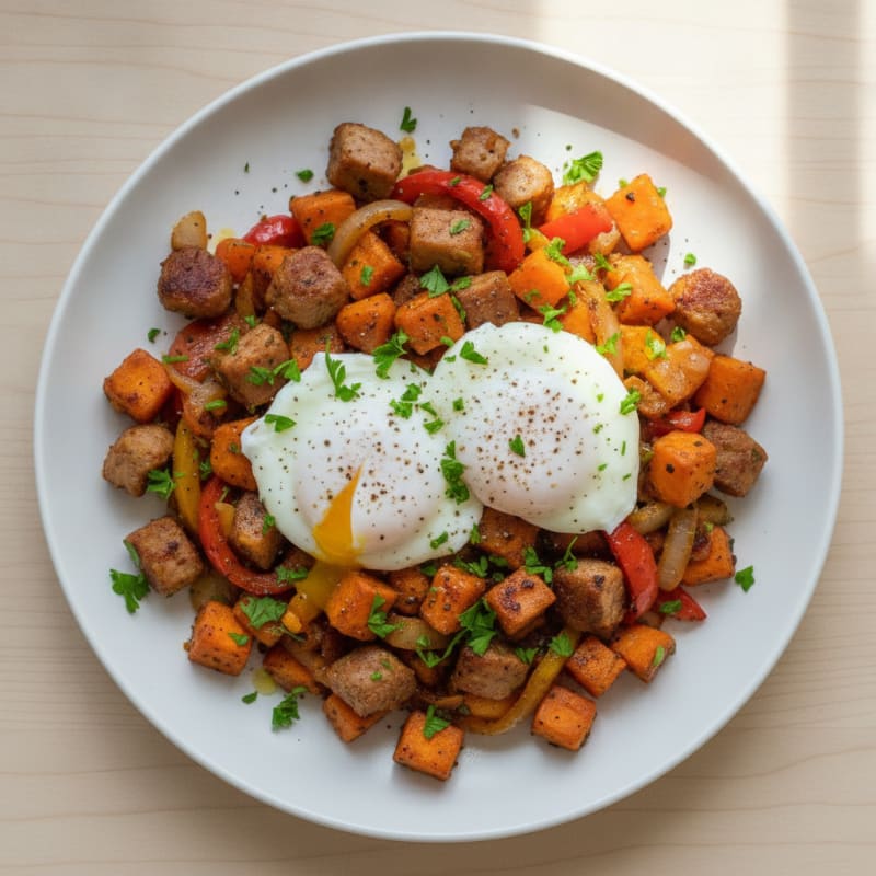 Chicken Sausage and Sweet Potato Hash