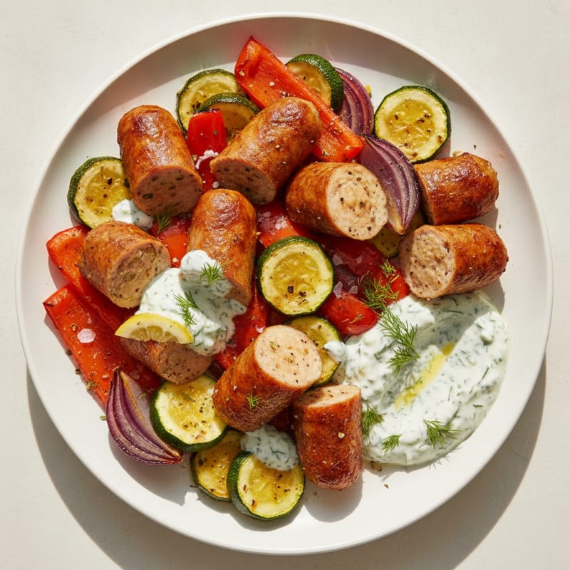 Sausage and Roasted Vegetable Plate