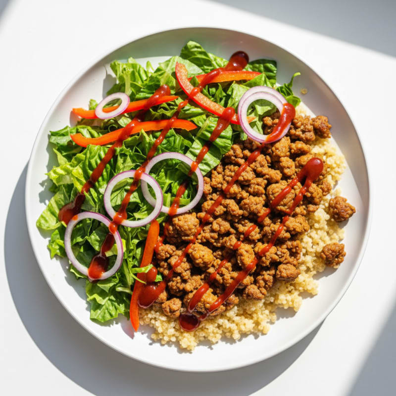 Sriracha Beef Quinoa Bowl with Romaine