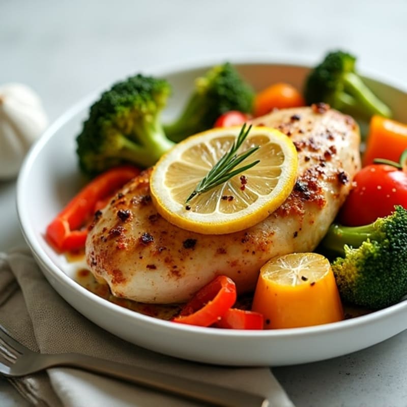 Roasted Lemon-Garlic Spiced Chicken with Fresh Vegetables