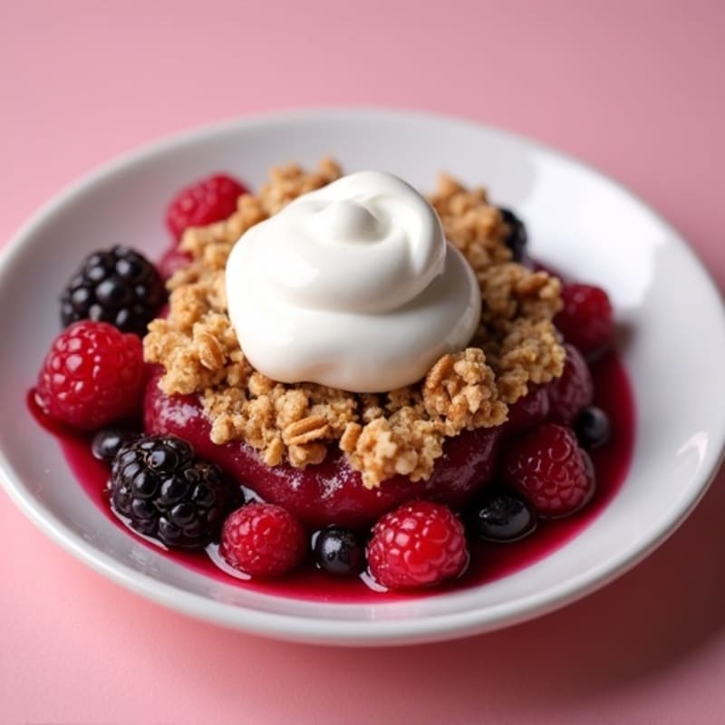 Warm Berry Crisp with Crunchy Oat Topping
