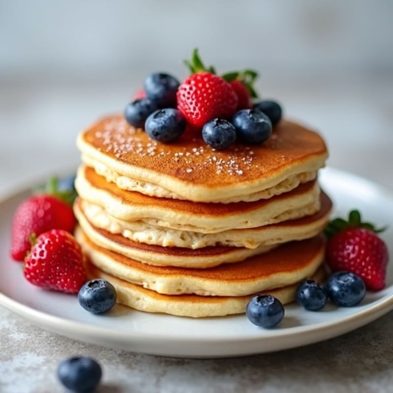 Fluffy Protein Pancakes with Fresh Berries