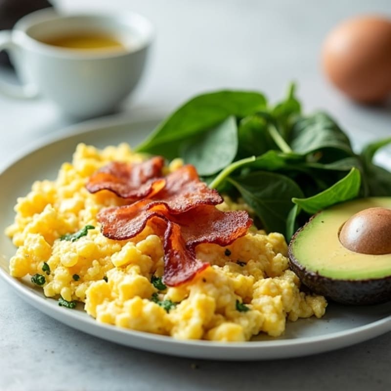Egg White Scramble with Spinach and Turkey Bacon