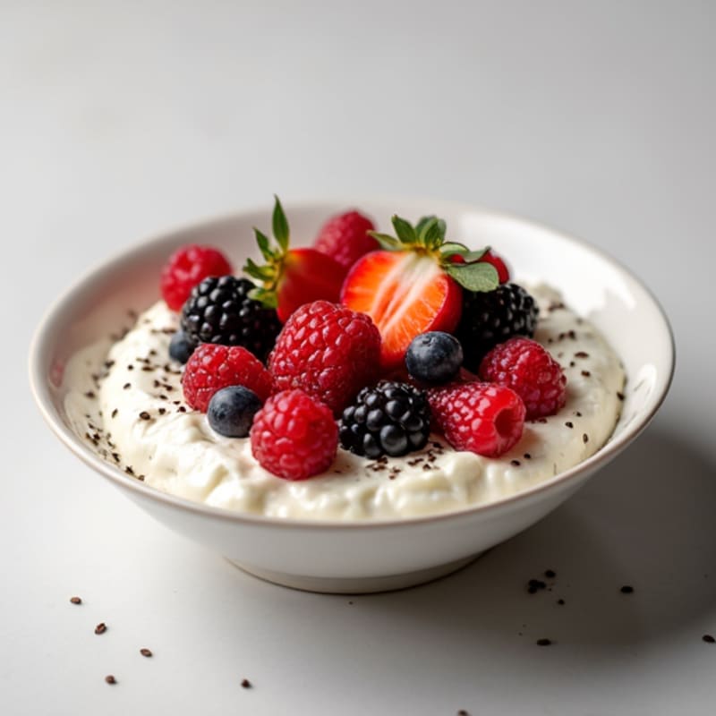 Cottage Cheese with Fresh Berries and Chia Seeds
