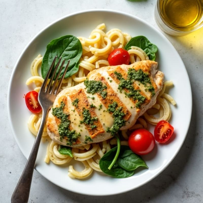 Chicken with Creamy Pesto Whole Wheat Pasta