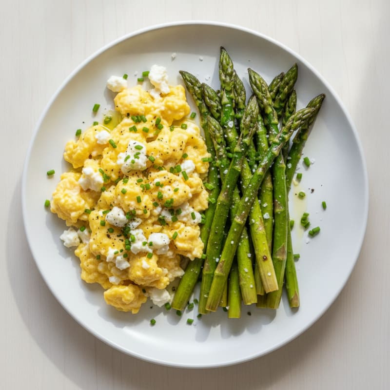 Scrambled Eggs with Roasted Asparagus
