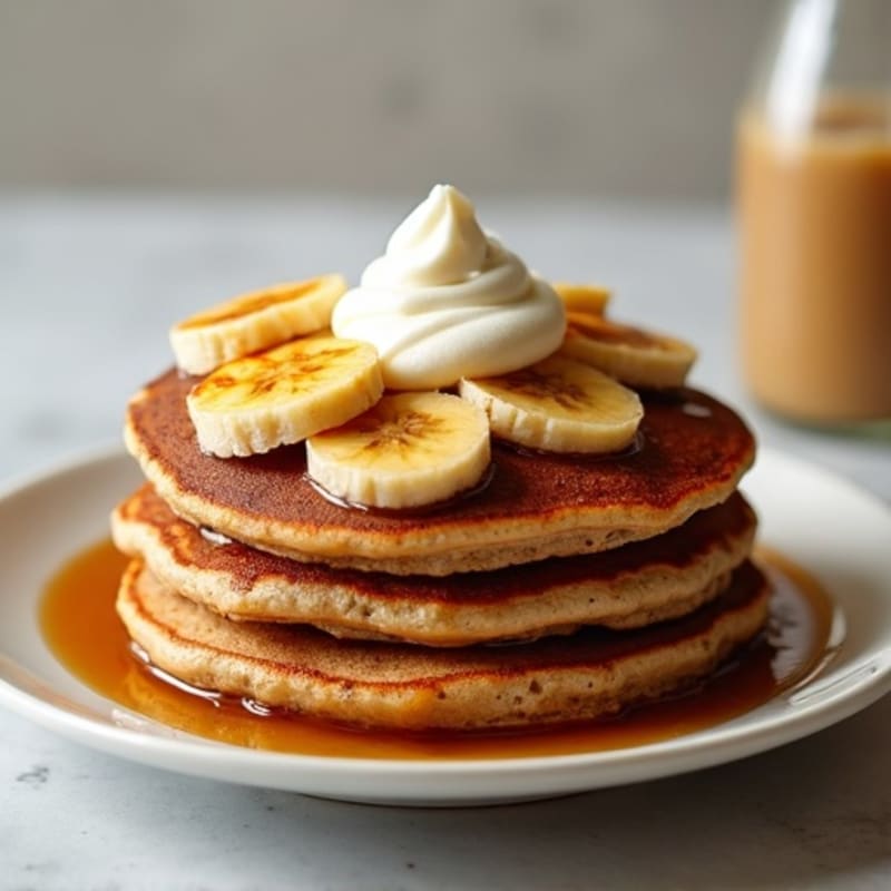 Healthy Caramelized Banana Whole Grain Pancakes