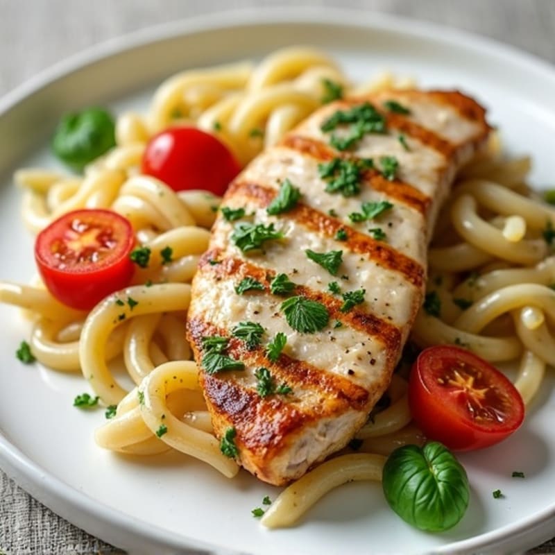 Chicken with Creamy Pesto Whole Wheat Pasta
