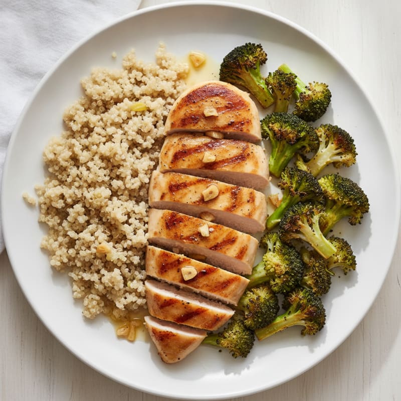 Grilled Chicken Breast with Roasted Broccoli and Quinoa
