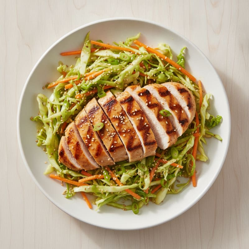 Grilled Chicken Breast with Crunchy Cabbage Salad