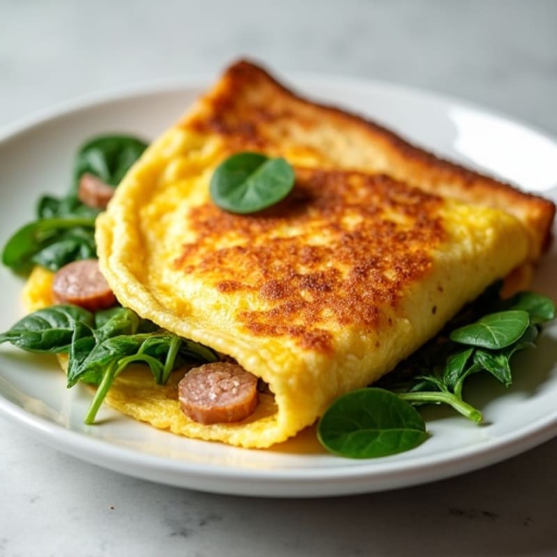 Egg White Spinach Omelet with Turkey Sausage