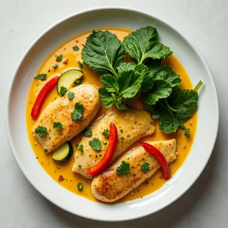 Creamy Coconut Green Curry Chicken with Fresh Vegetables