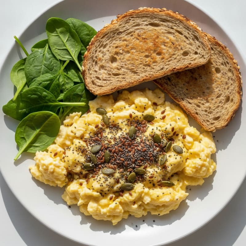 Fluffy Scrambled Eggs with Seeds
