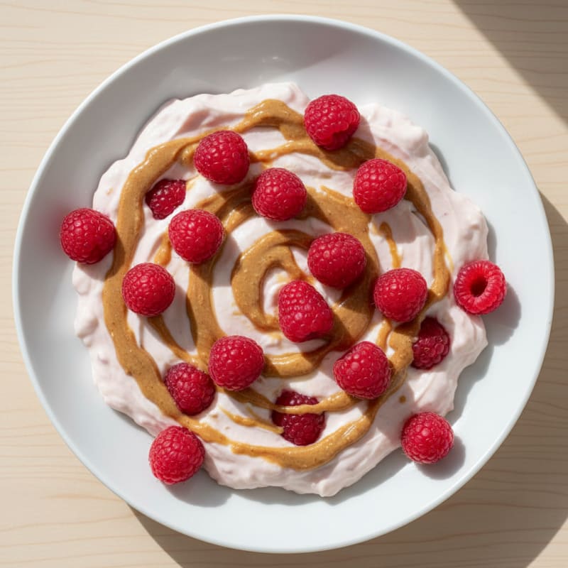 Creamy Vanilla Protein Yogurt with Almond Butter Swirl