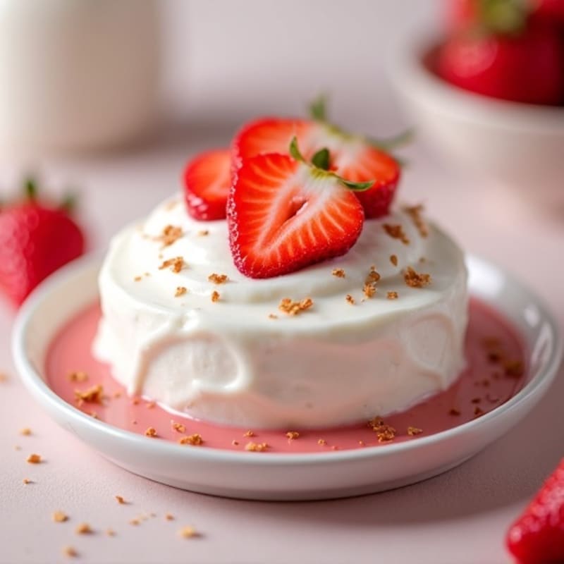 Cottage Cheese Protein Mousse with Sliced Strawberries
