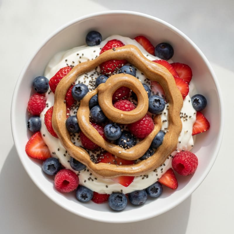 Greek Yogurt Parfait with Mixed Berries and Almond Butter