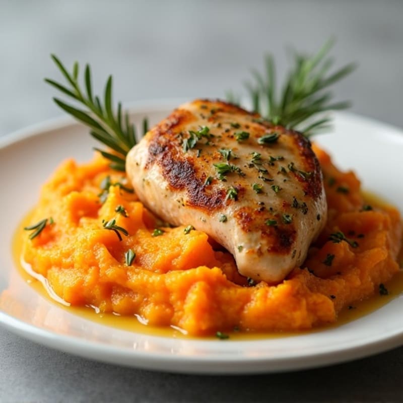 Herb-Roasted Chicken with Maple Sweet Potato Mash