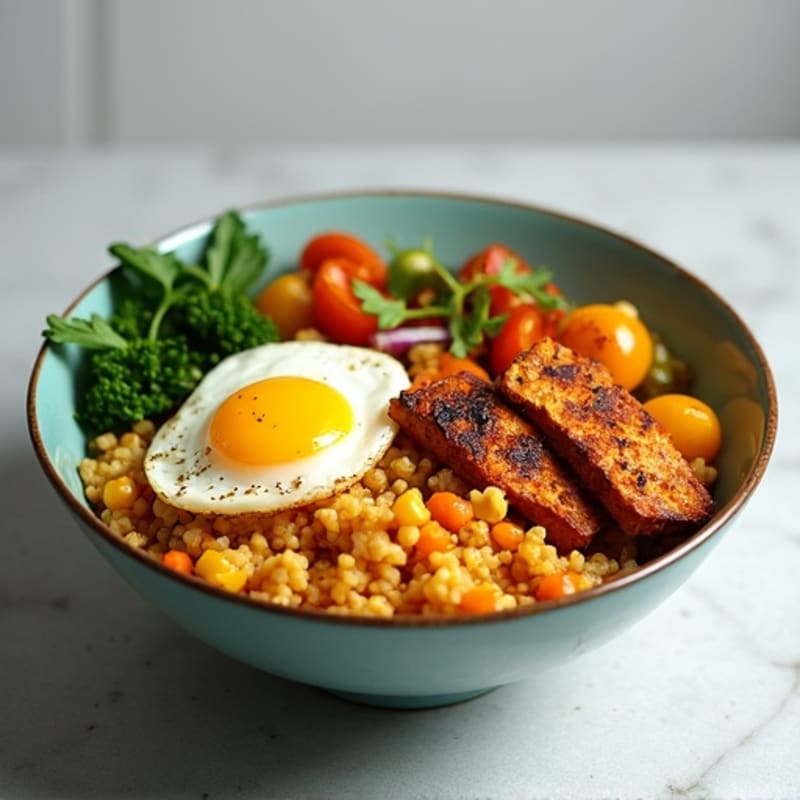 Spiced Lentil Cauliflower Rice Bowl