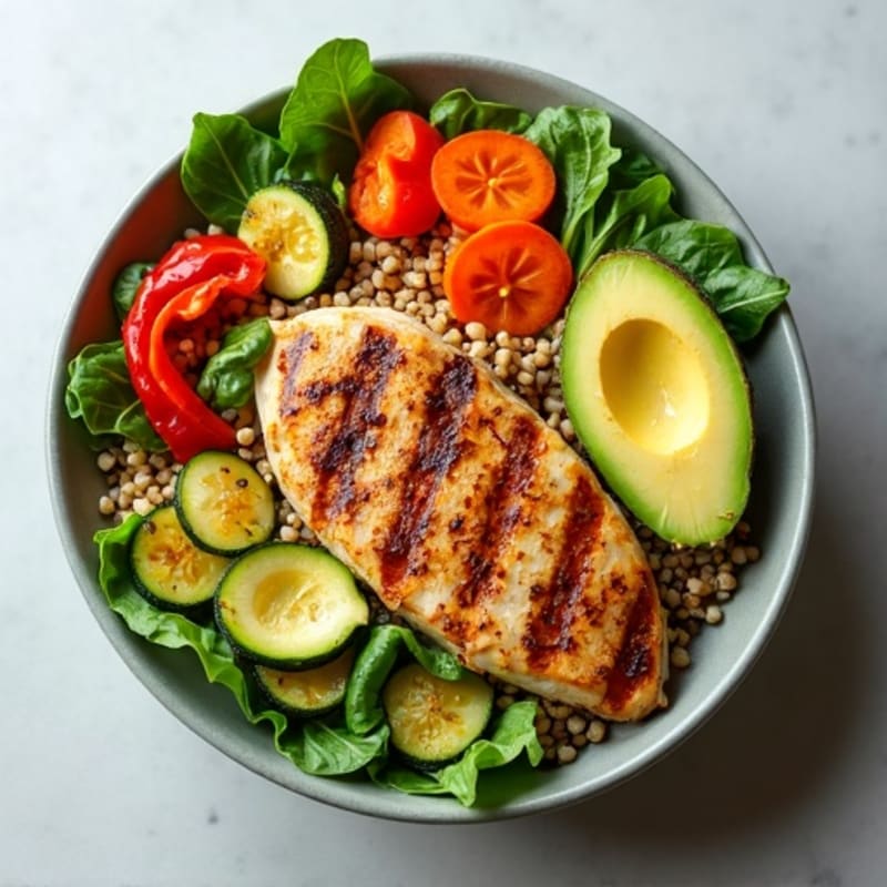 Grilled Chicken Power Bowl with Quinoa and Roasted Vegetables