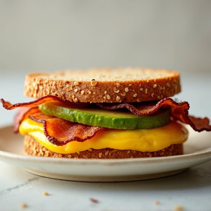 Whole Grain Crispy Bacon and Creamy Avocado Sandwich
