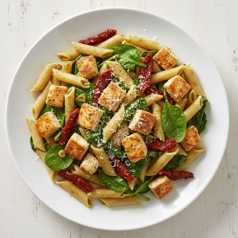 Pesto Chicken Pasta with Sun-Dried Tomatoes
