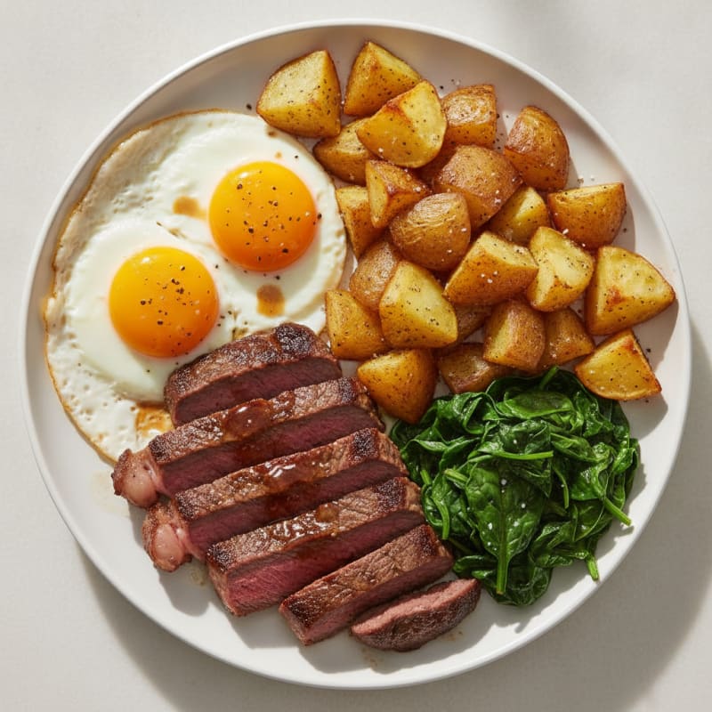 Pan-Seared Steak and Eggs with Roasted Potatoes