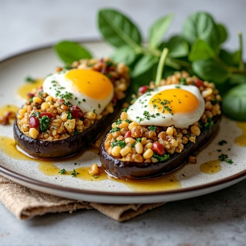 Herb-Roasted Quinoa Stuffed Eggplant