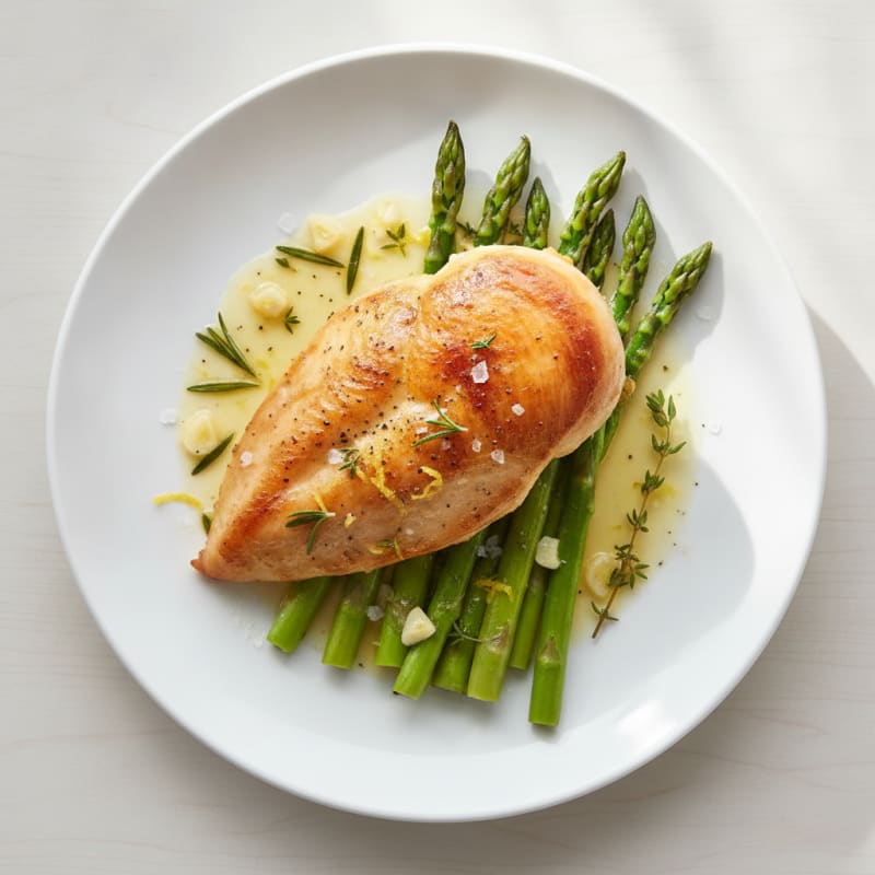 Lemon Herb Roasted Chicken with Asparagus