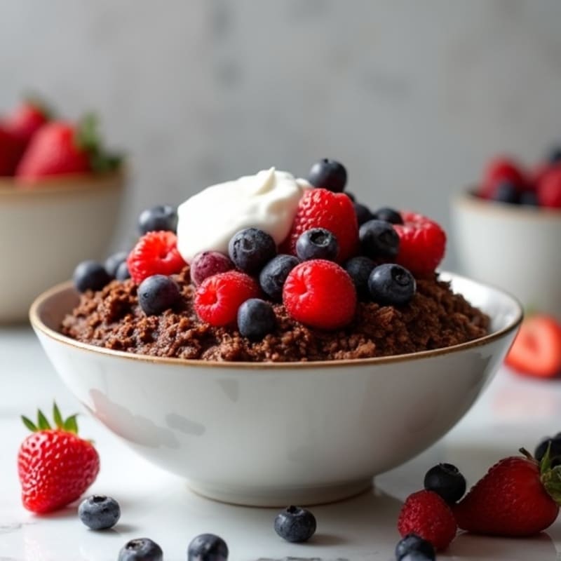Fudgy Chocolate Protein Oatmeal with Berries