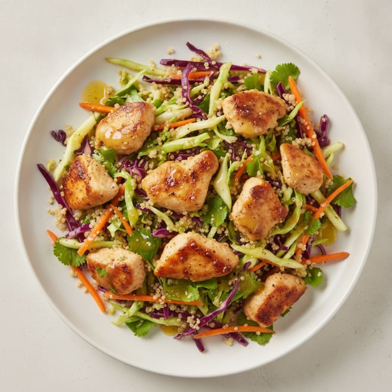 Chicken Quinoa Cabbage Slaw with Honey-Lime Dressing